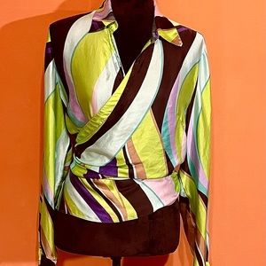 Silk wrap colorful top